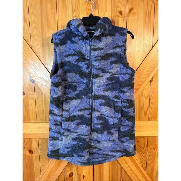 Zenana camo Vest  Hooded Hoodie Soft Fuzzy Faux Sherpa Fleece size Small (4488) - Picture 1 of 8